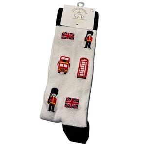White and Black London-Themed Socks Size 41-45